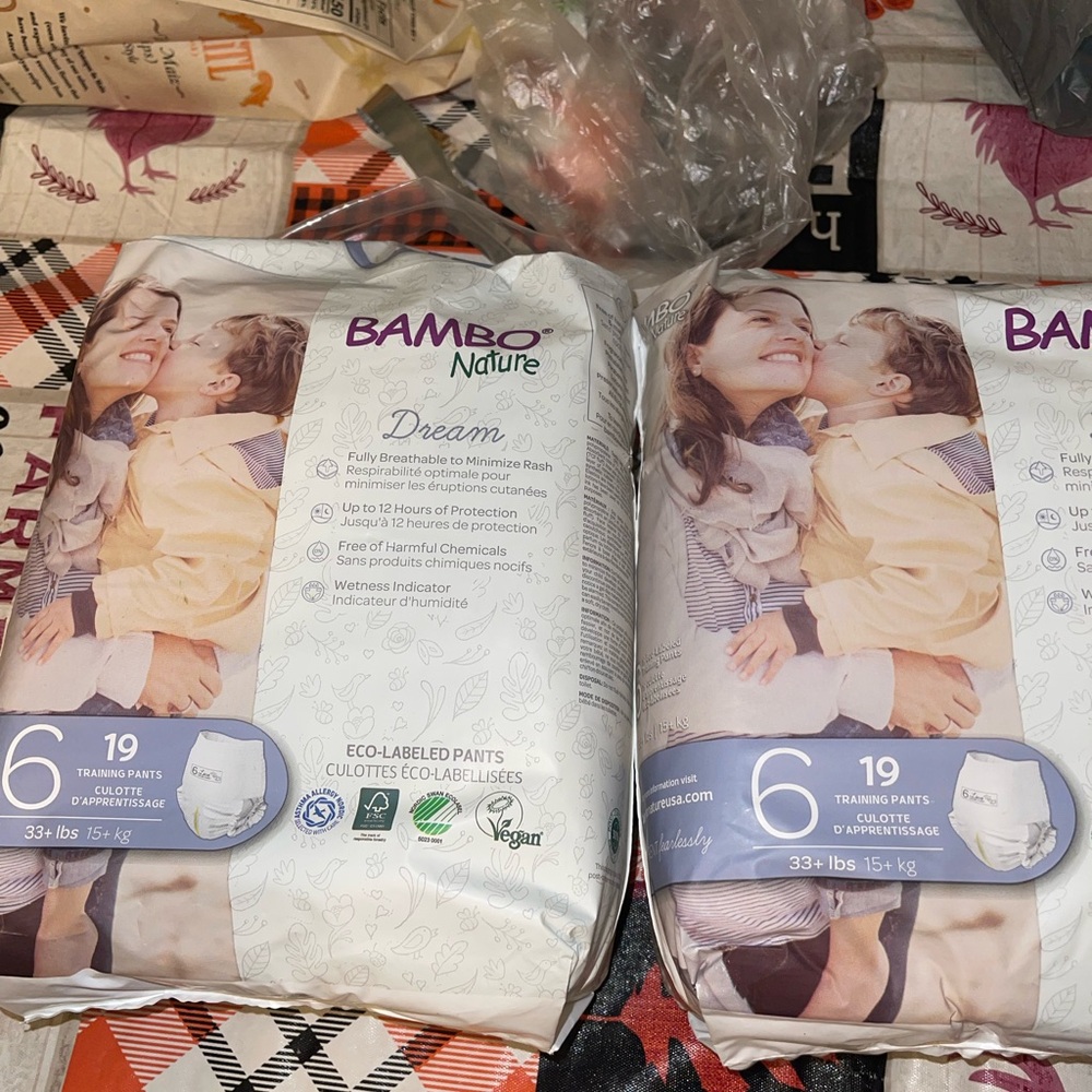 Bambo nature 2 pk training pants size 6